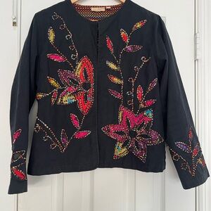 Choices Embroidered Blazer, Granny Coastal, Boho, Size S